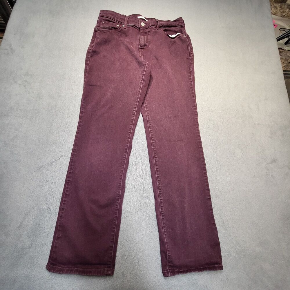 Levis 505 Pants Womens 30 Burgundy Straight Leg Stretch Distressed